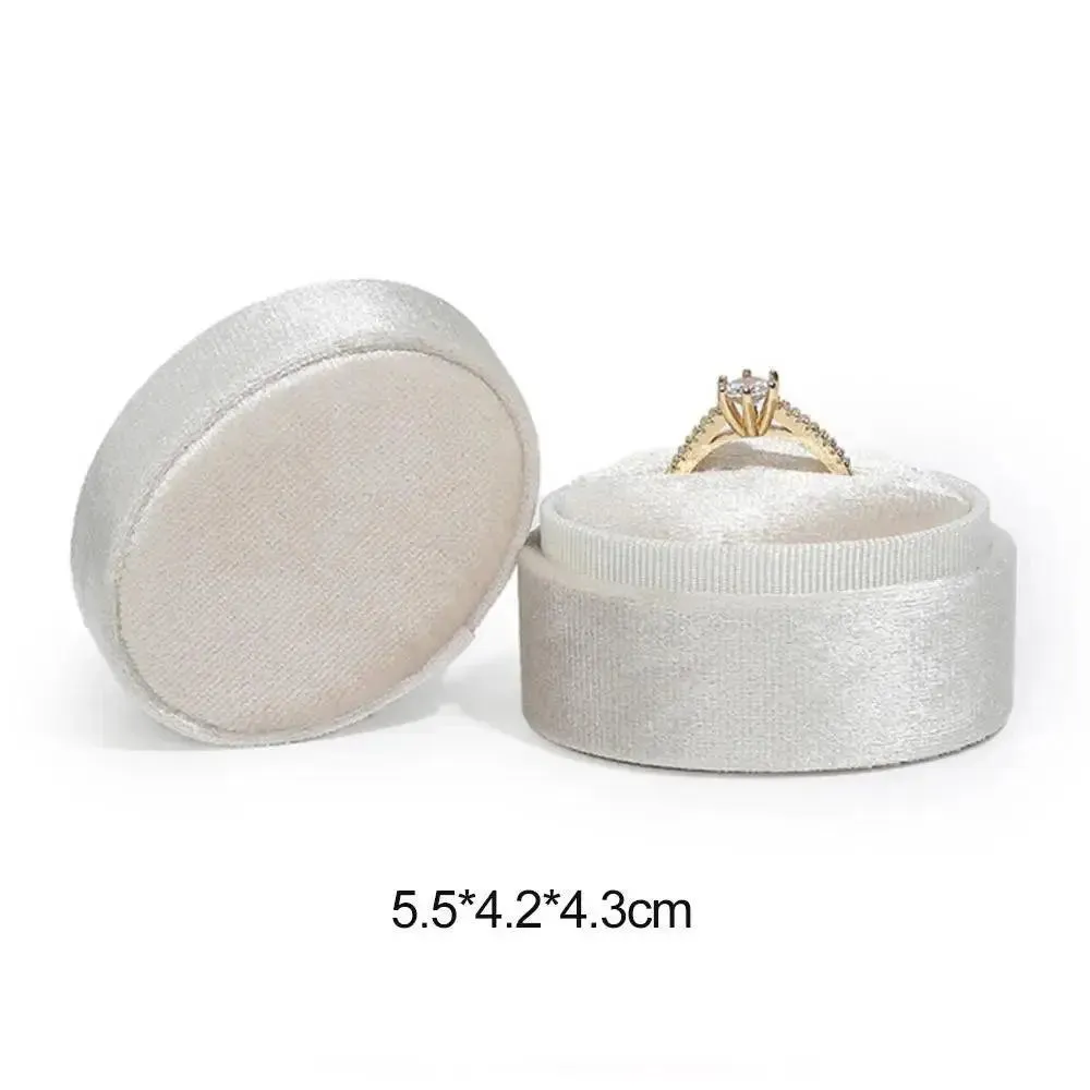 Flannel Jewelry Box Oval Ring Box Simple And Exquisite Velvet Jewelry Box Double Rings Box For Wedding Gift Wrap Packaging Case