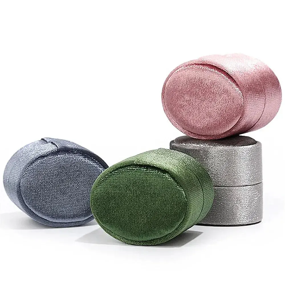 Flannel Jewelry Box Oval Ring Box Simple And Exquisite Velvet Jewelry Box Double Rings Box For Wedding Gift Wrap Packaging Case