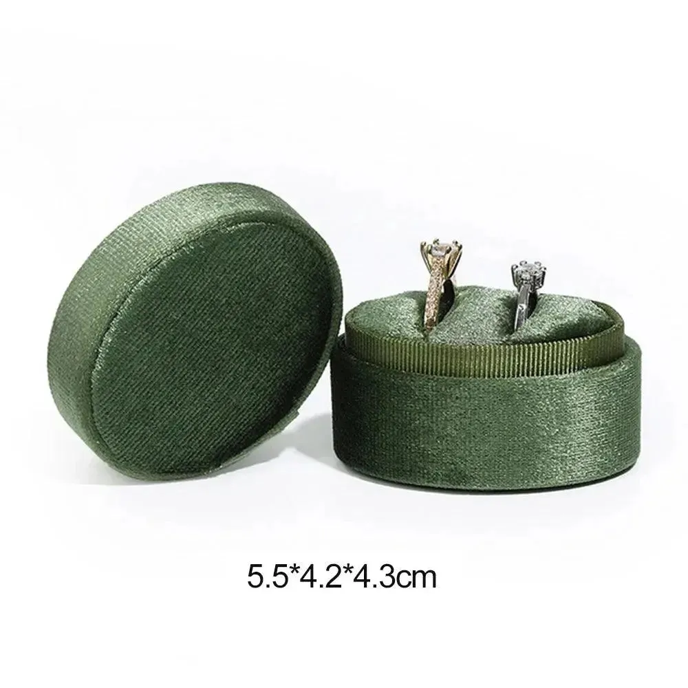 Flannel Jewelry Box Oval Ring Box Simple And Exquisite Velvet Jewelry Box Double Rings Box For Wedding Gift Wrap Packaging Case