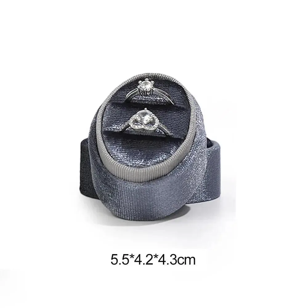 Flannel Jewelry Box Oval Ring Box Simple And Exquisite Velvet Jewelry Box Double Rings Box For Wedding Gift Wrap Packaging Case