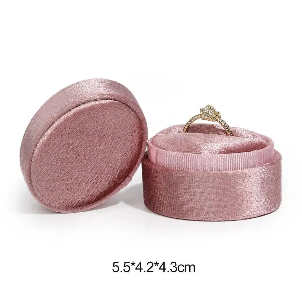 Flannel Jewelry Box Oval Ring Box Simple And Exquisite Velvet Jewelry Box Double Rings Box For Wedding Gift Wrap Packaging Case
