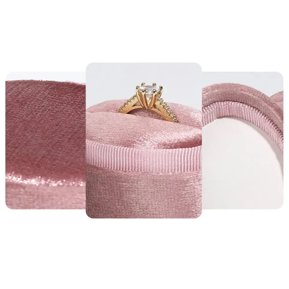 Flannel Jewelry Box Oval Ring Box Simple And Exquisite Velvet Jewelry Box Double Rings Box For Wedding Gift Wrap Packaging Case