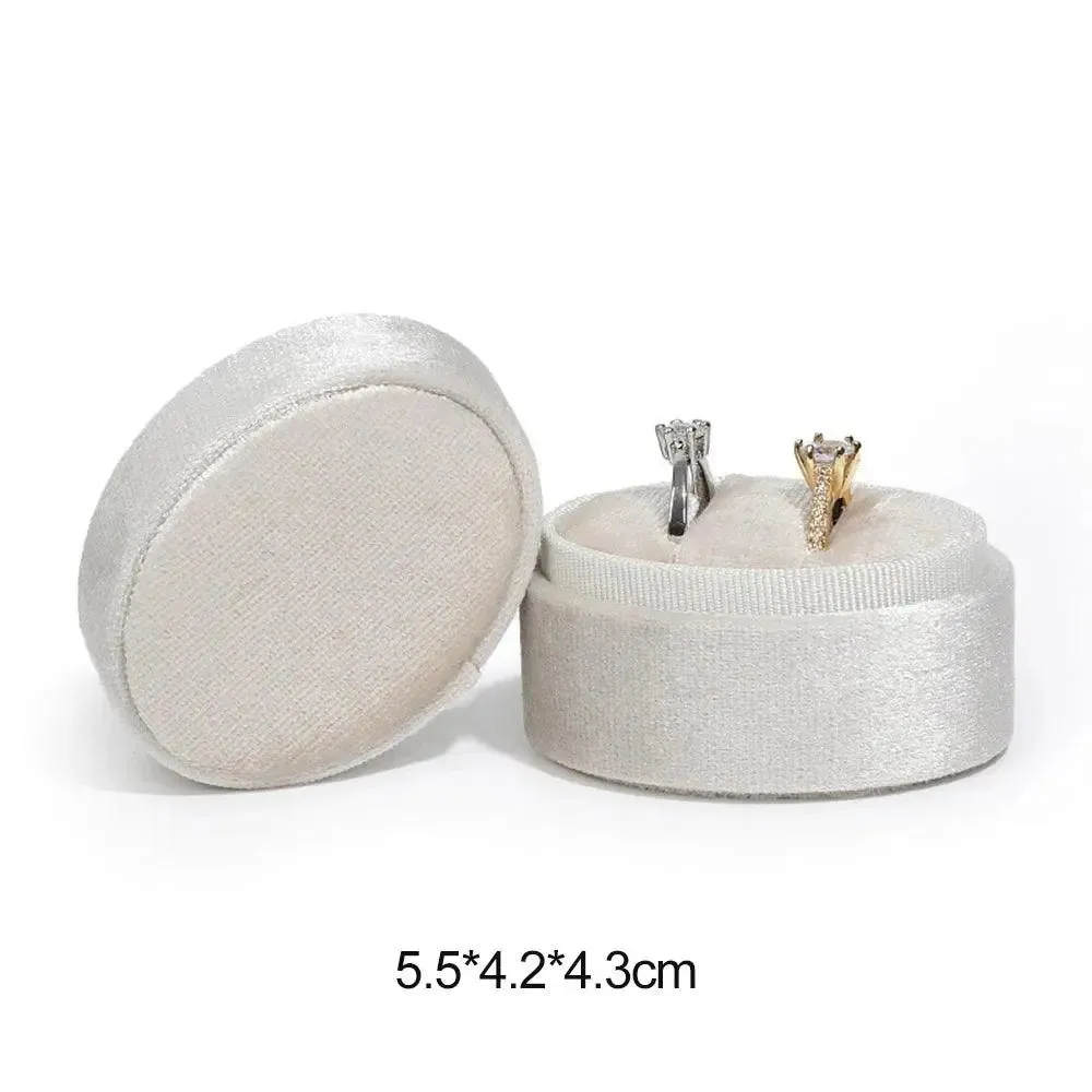 Flannel Jewelry Box Oval Ring Box Simple And Exquisite Velvet Jewelry Box Double Rings Box For Wedding Gift Wrap Packaging Case