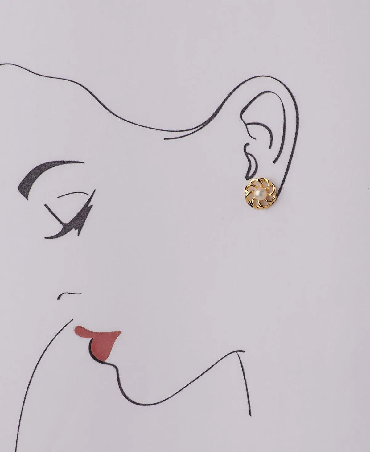 Floral Pearl Stud Earring