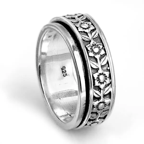 Floral Spinning Ring Sterling Silver