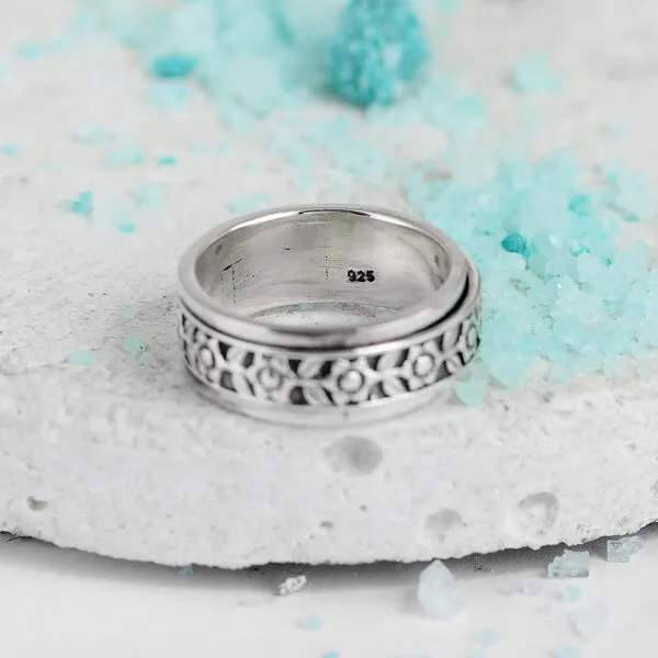 Floral Spinning Ring Sterling Silver