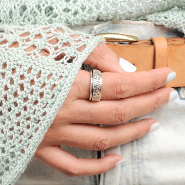 Floral Spinning Ring Sterling Silver