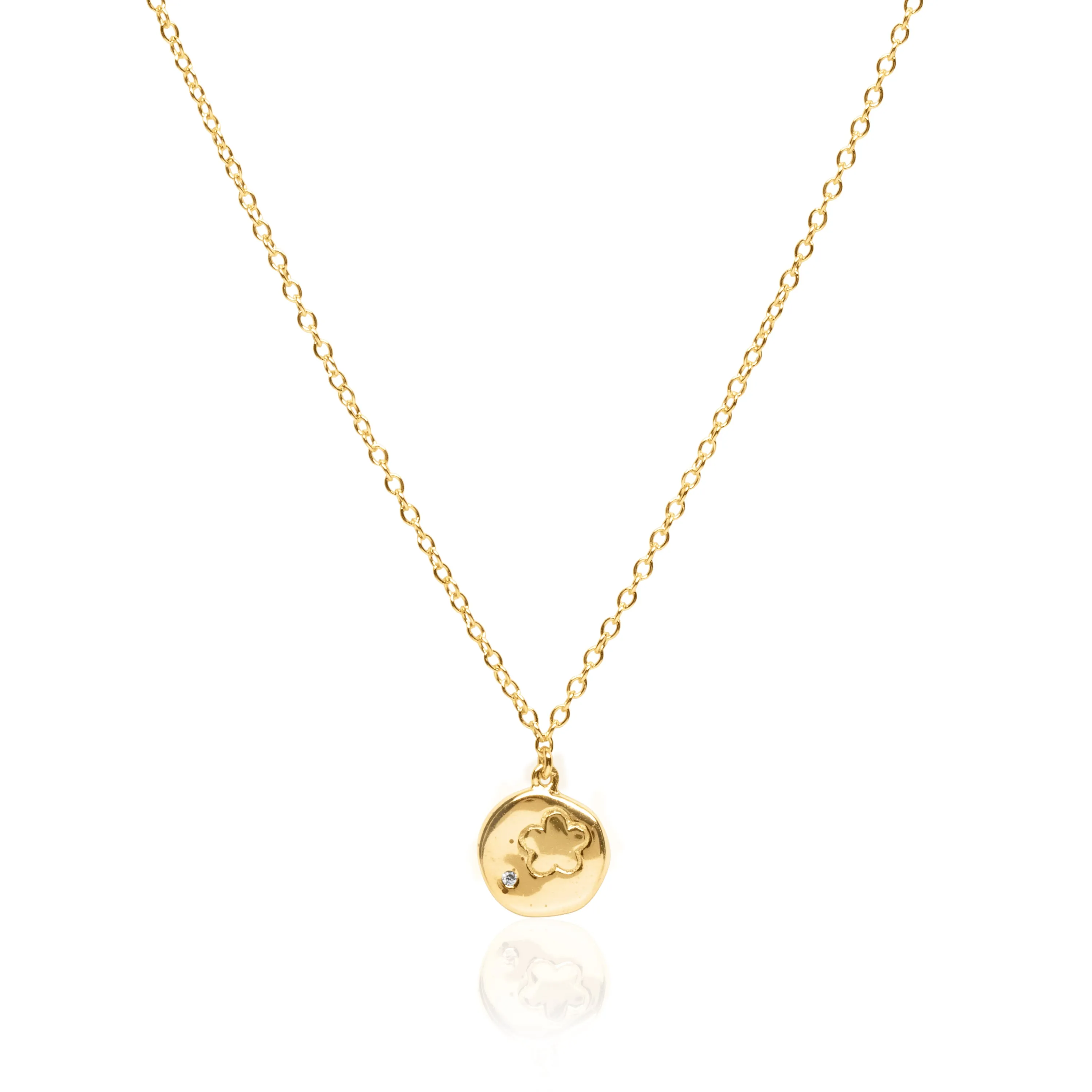 Flower Coin Silver Necklace