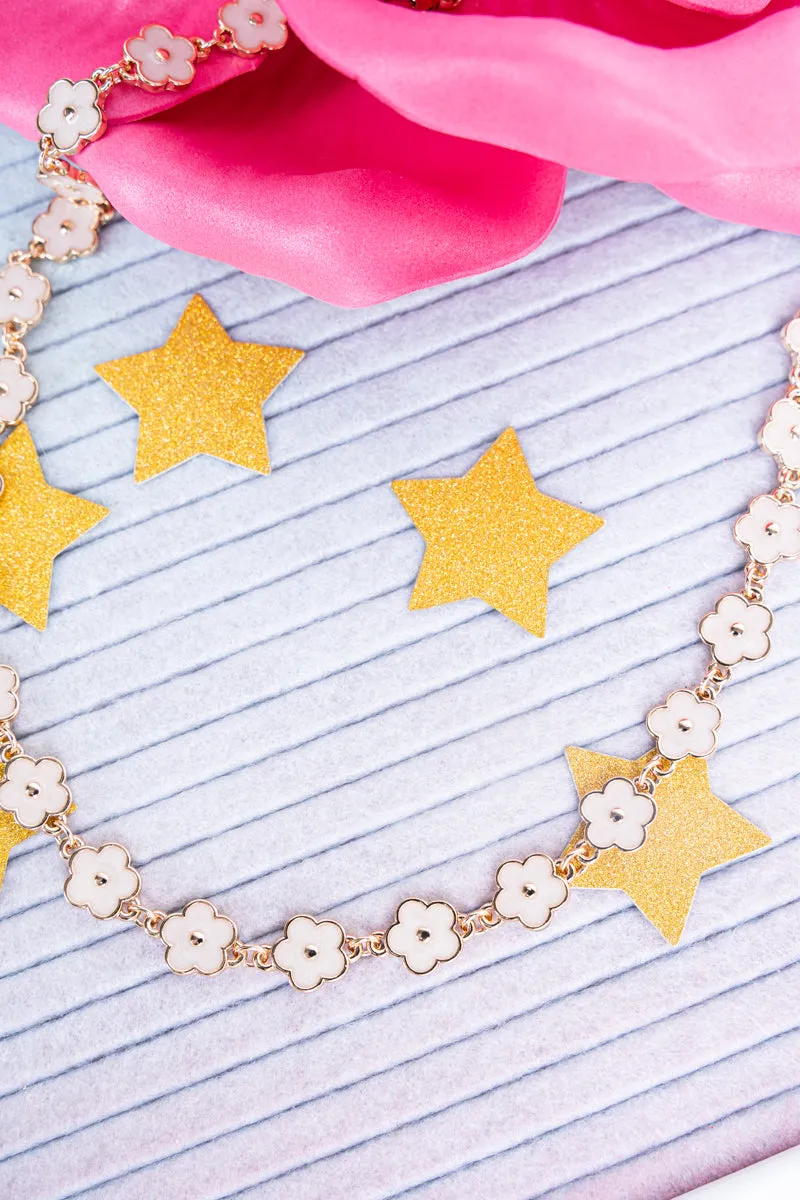 Flowers Are Happiness White Goldtone Necklace