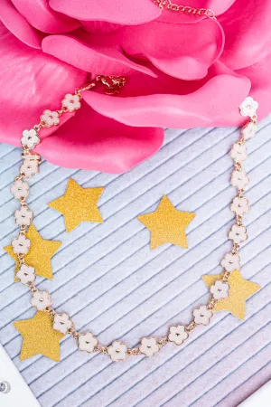 Flowers Are Happiness White Goldtone Necklace