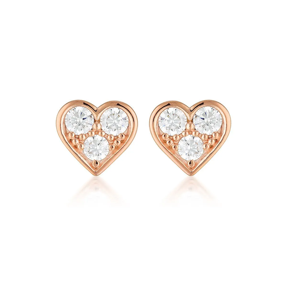 Georgini Cubic Zirconia Rose Gold Heart Earrings