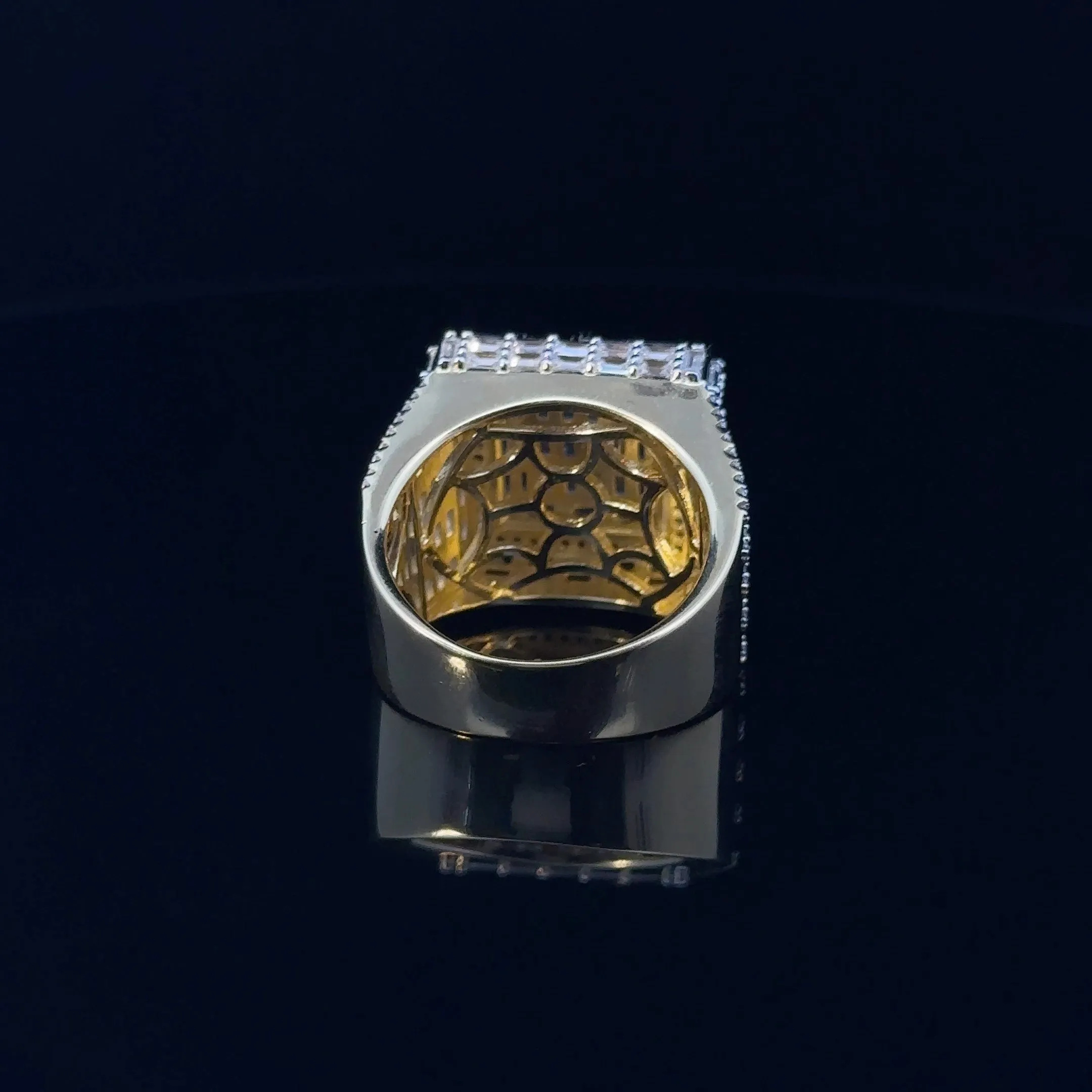 GLIMMER 925 CZ YELLOW GOLD MENS ICED OUT RING | 9222452