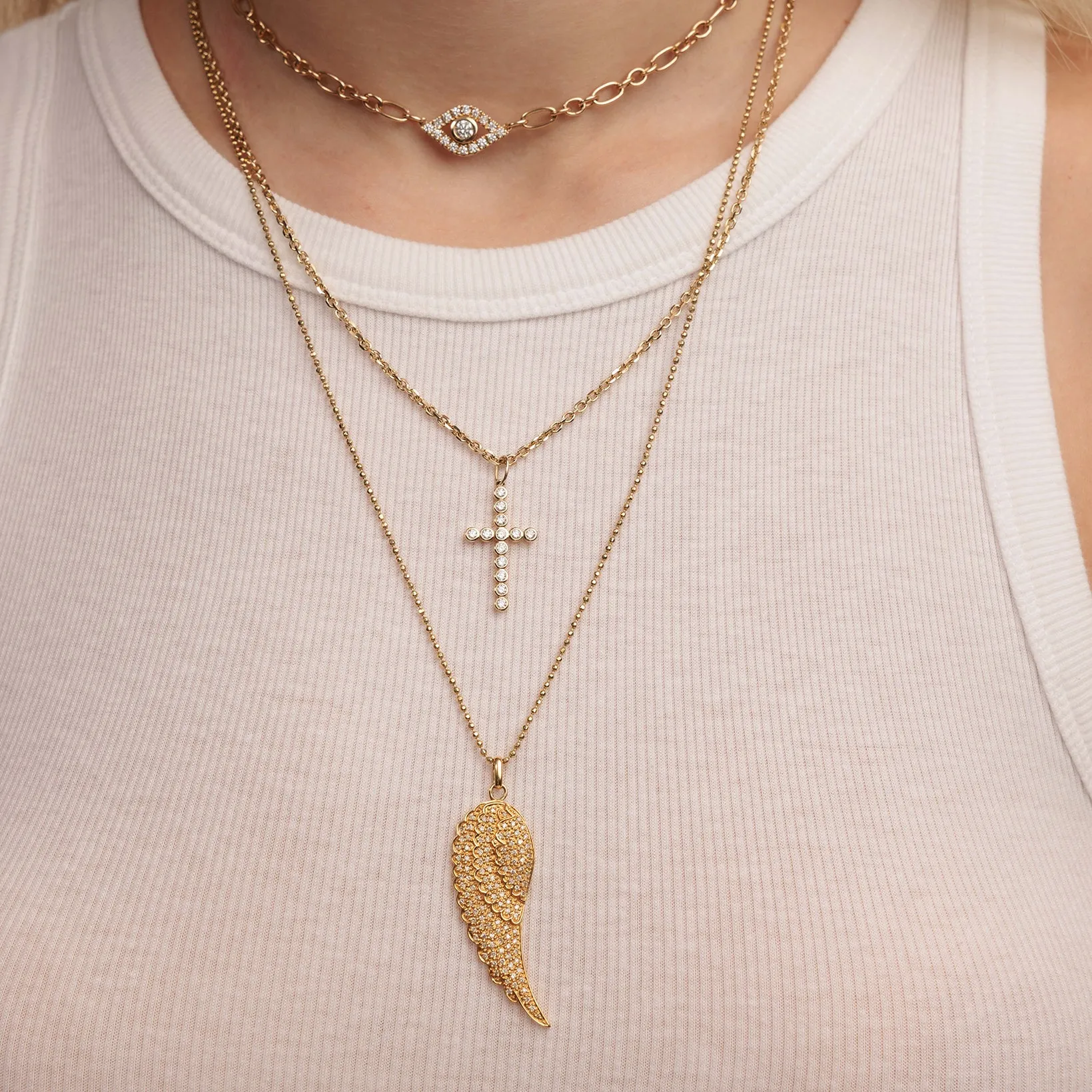 Gold & Diamond Extra Large Bezel Eye Necklace