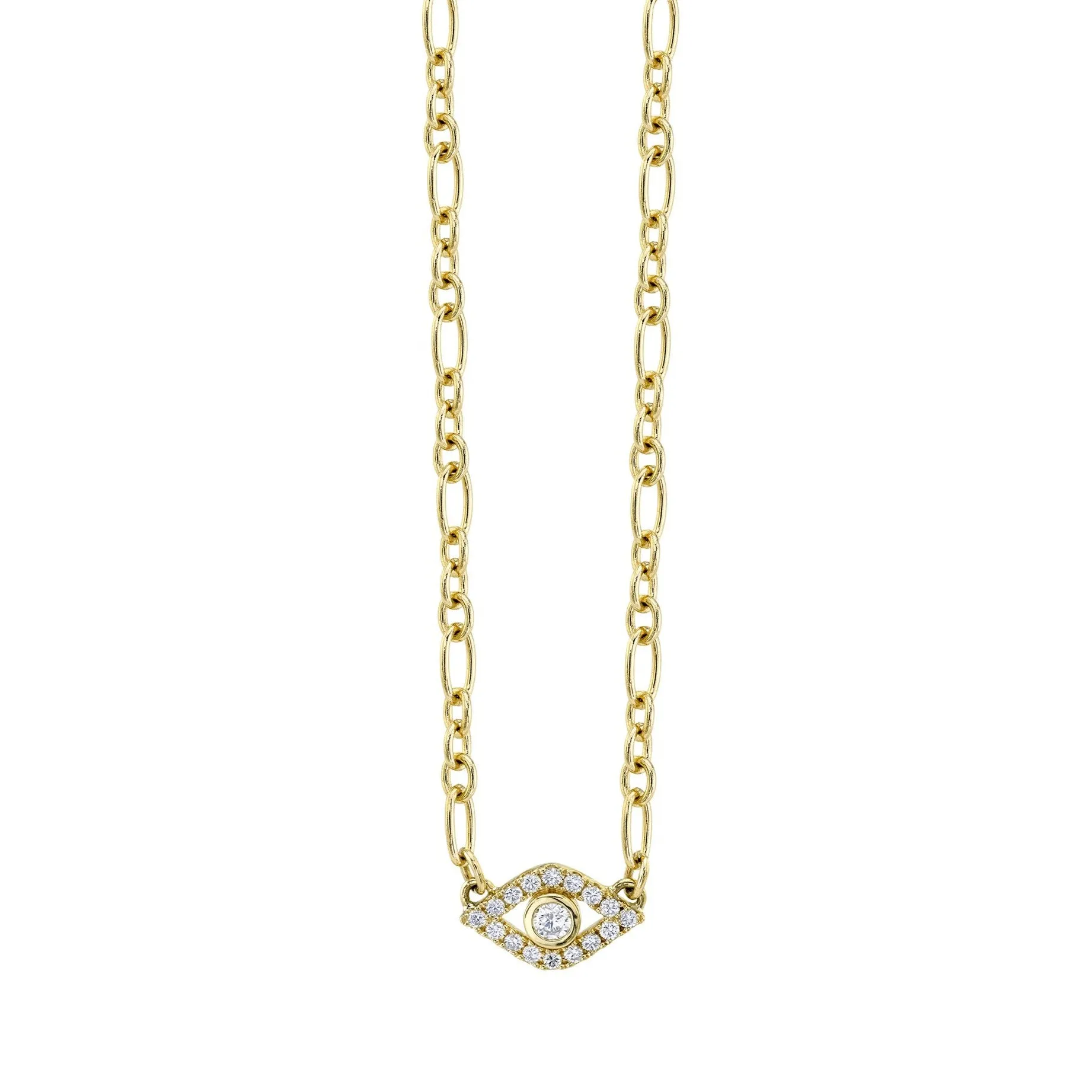Gold & Diamond Extra Large Bezel Eye Necklace