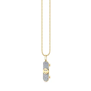 Gold & Diamond Happy Face Skateboard Charm