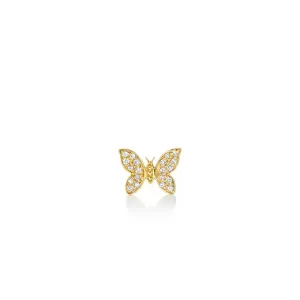 Gold & Diamond Tiny Butterfly Stud