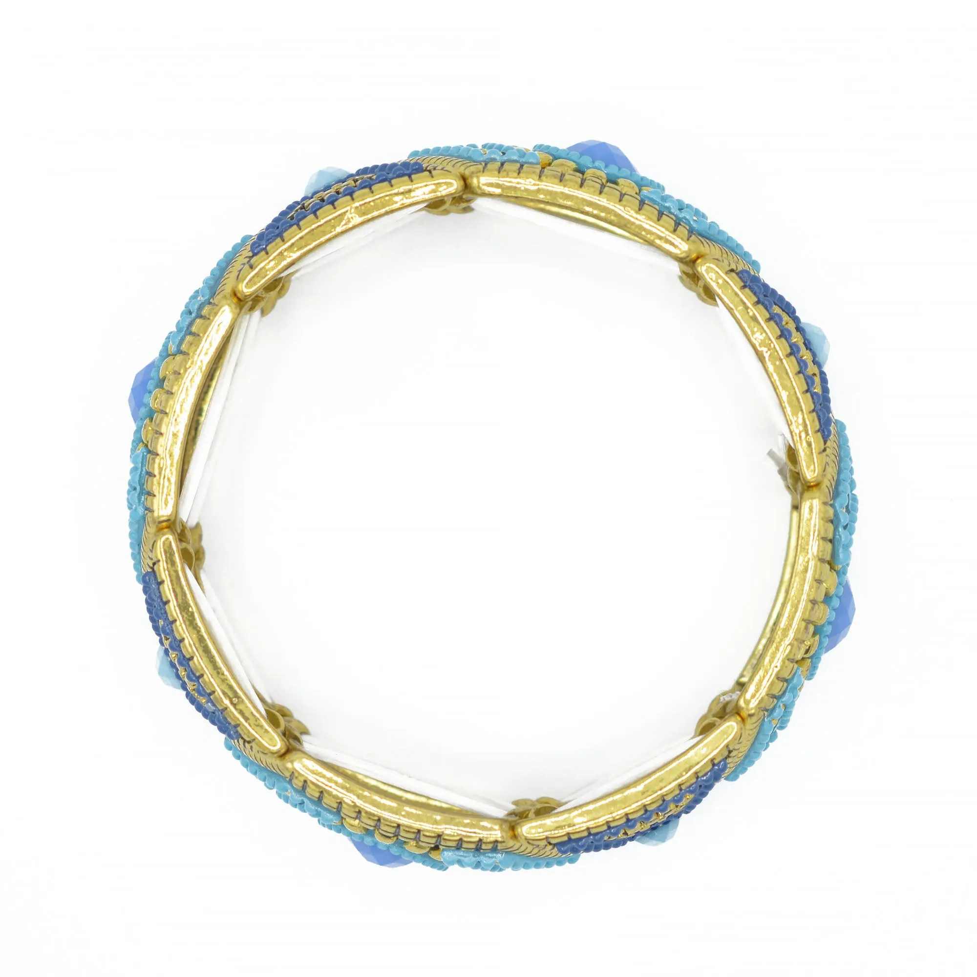 GOLD BLUE AND TURQUOISE STRETCH  BRACELET #SWR-CP6400 (SA17)