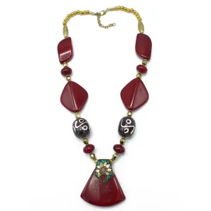 GOLD BURGUNDY NECKLACES #FWNK-1611-08 (LC11)