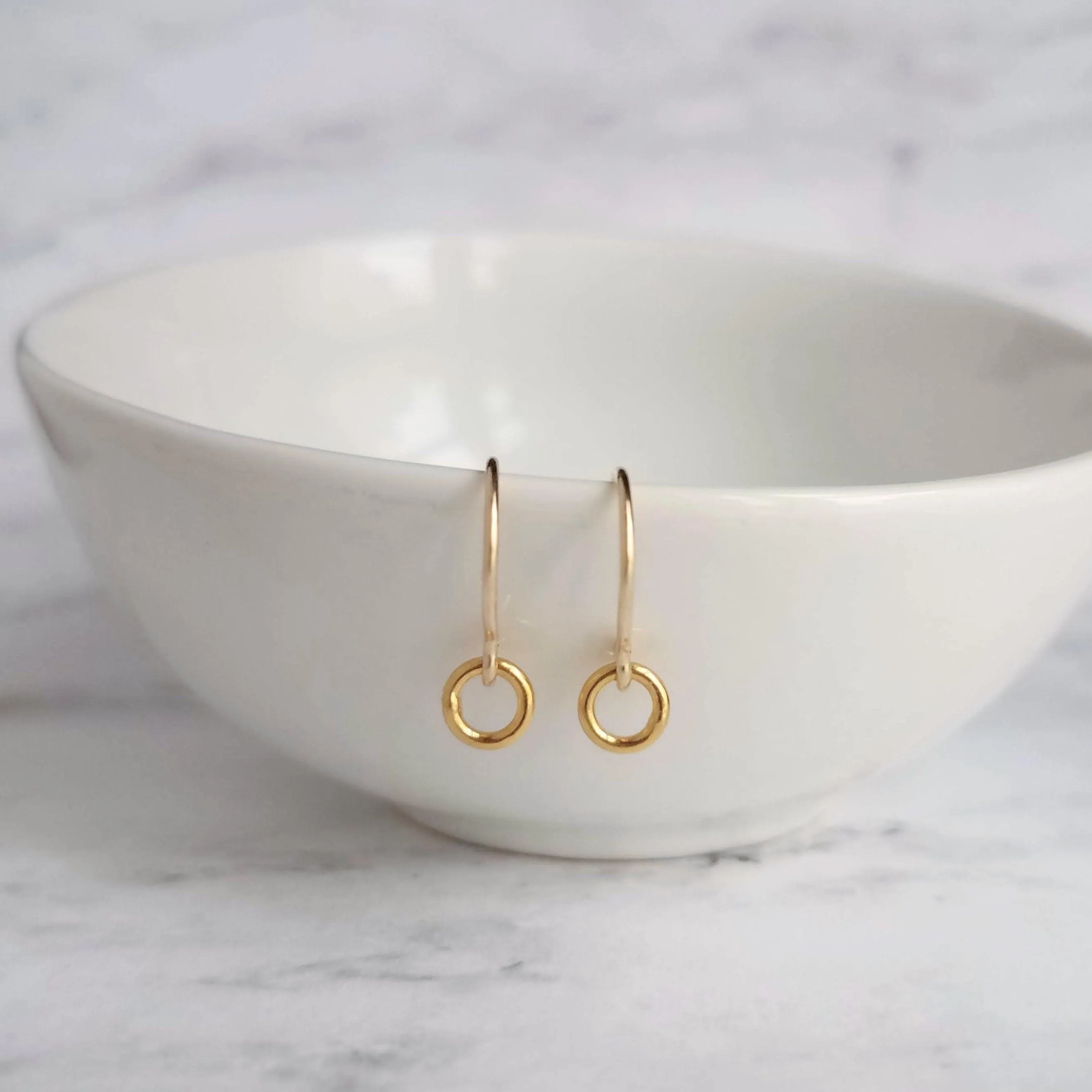 Gold Circle Earrings, 14K gold fill earring, gold ring earring, tiny gold circle earring, small ring earring, minimalist gold earring, hoop