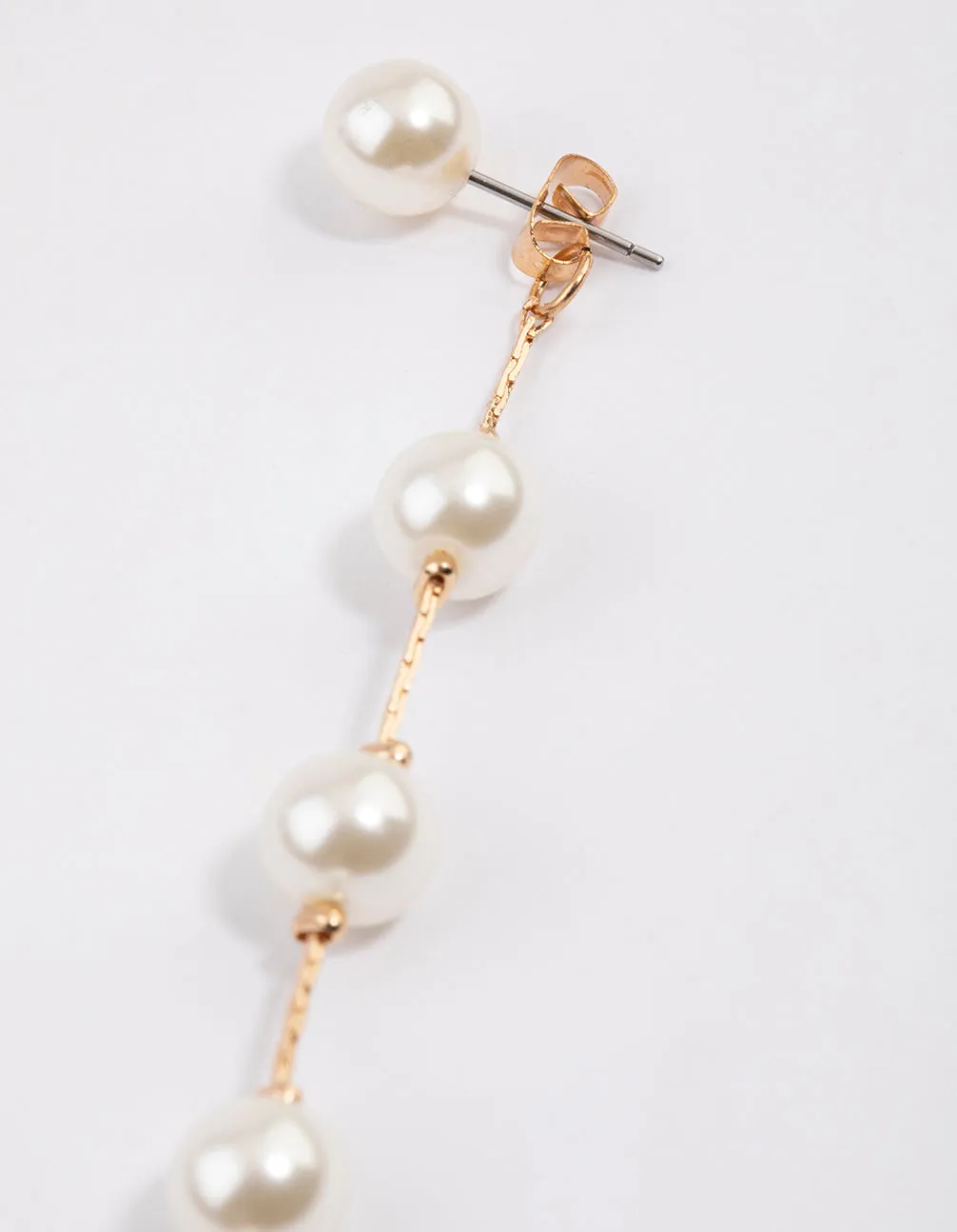 Gold Fine Snake Chain Pearl Drop Earrings