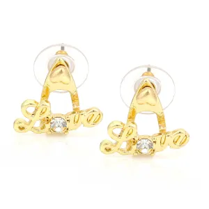 GOLD LOVE CRYSTAL STUD  EARRING #FW1203201 (AJ3)