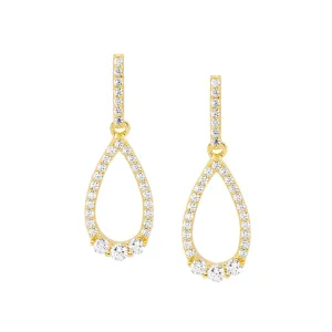 Gold Plated Sterling Silver Cubic Zirconia Open Tear Drop Earrings E573G