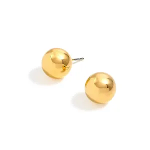 GOLD ROUND 16 MM STUD EARRINGS #SWKK-11979-16G (AD18)
