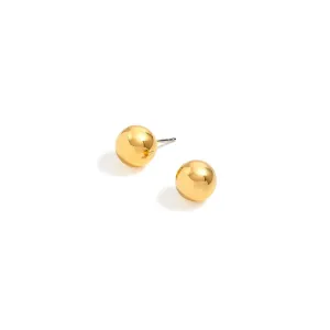 GOLD ROUND 8 MM STUD EARRINGS #SWKK-11979-8G (AD14)