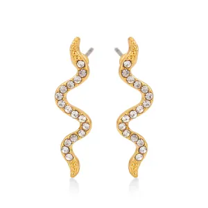 GOLD SNAKE CRYSTAL  EARRING #SWKK-4983GLD (GF4)