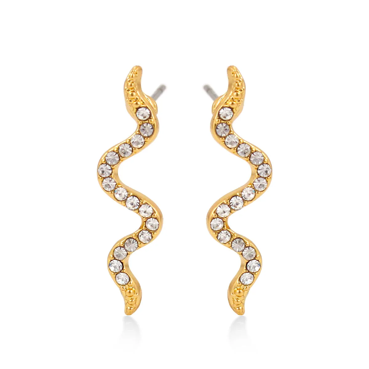 GOLD SNAKE CRYSTAL  EARRING #SWKK-4983GLD (GF4)