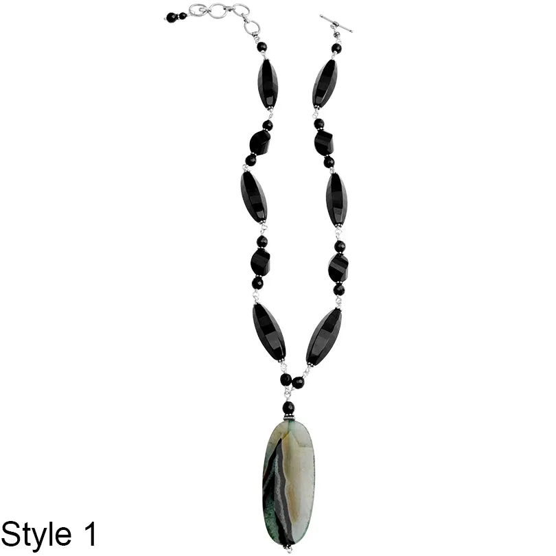 Gorgeous Nature's Designs Stripped Agate and Black Onyx Statement Necklaces*