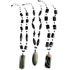 Gorgeous Nature's Designs Stripped Agate and Black Onyx Statement Necklaces*