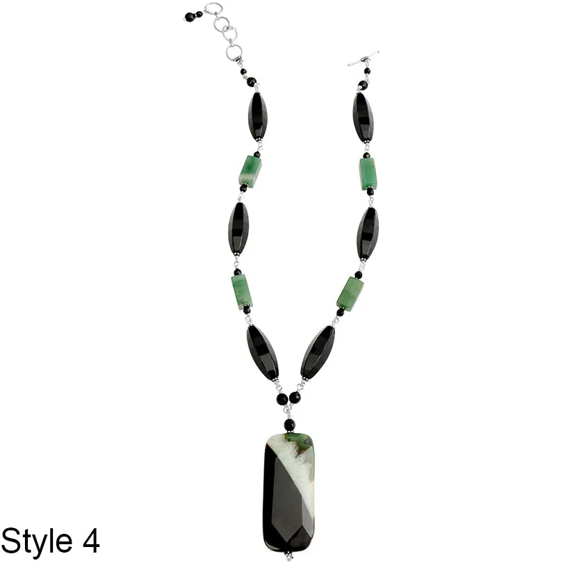 Gorgeous Nature's Designs Stripped Agate and Black Onyx Statement Necklaces*