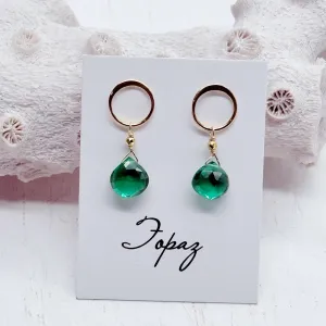Green Topaz Luna Gold Earrings