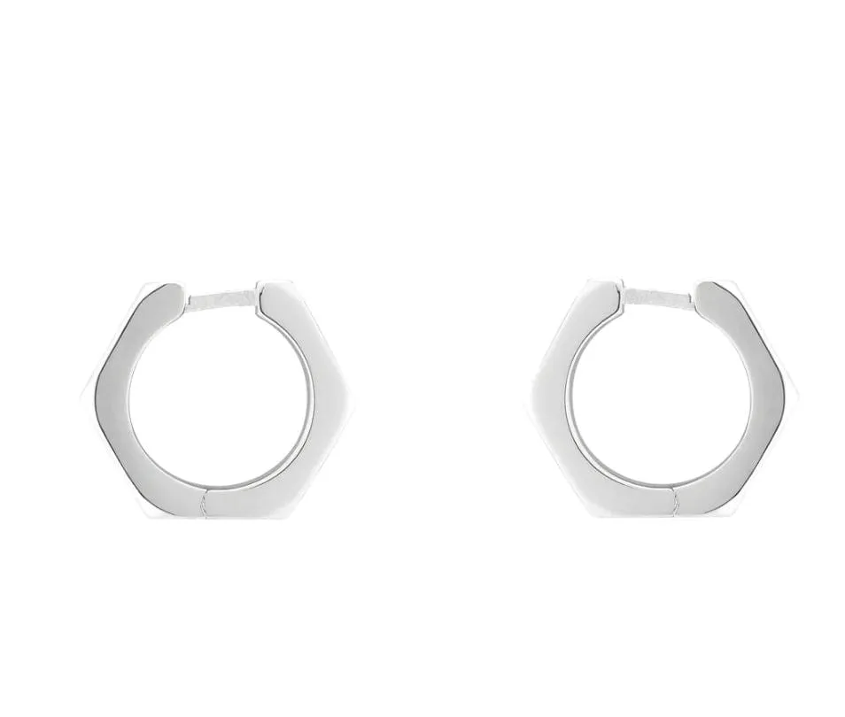 Gucci Silver 16mm Octagon Huggie Hoop Earrings