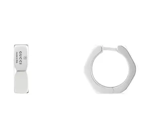 Gucci Silver 16mm Octagon Huggie Hoop Earrings