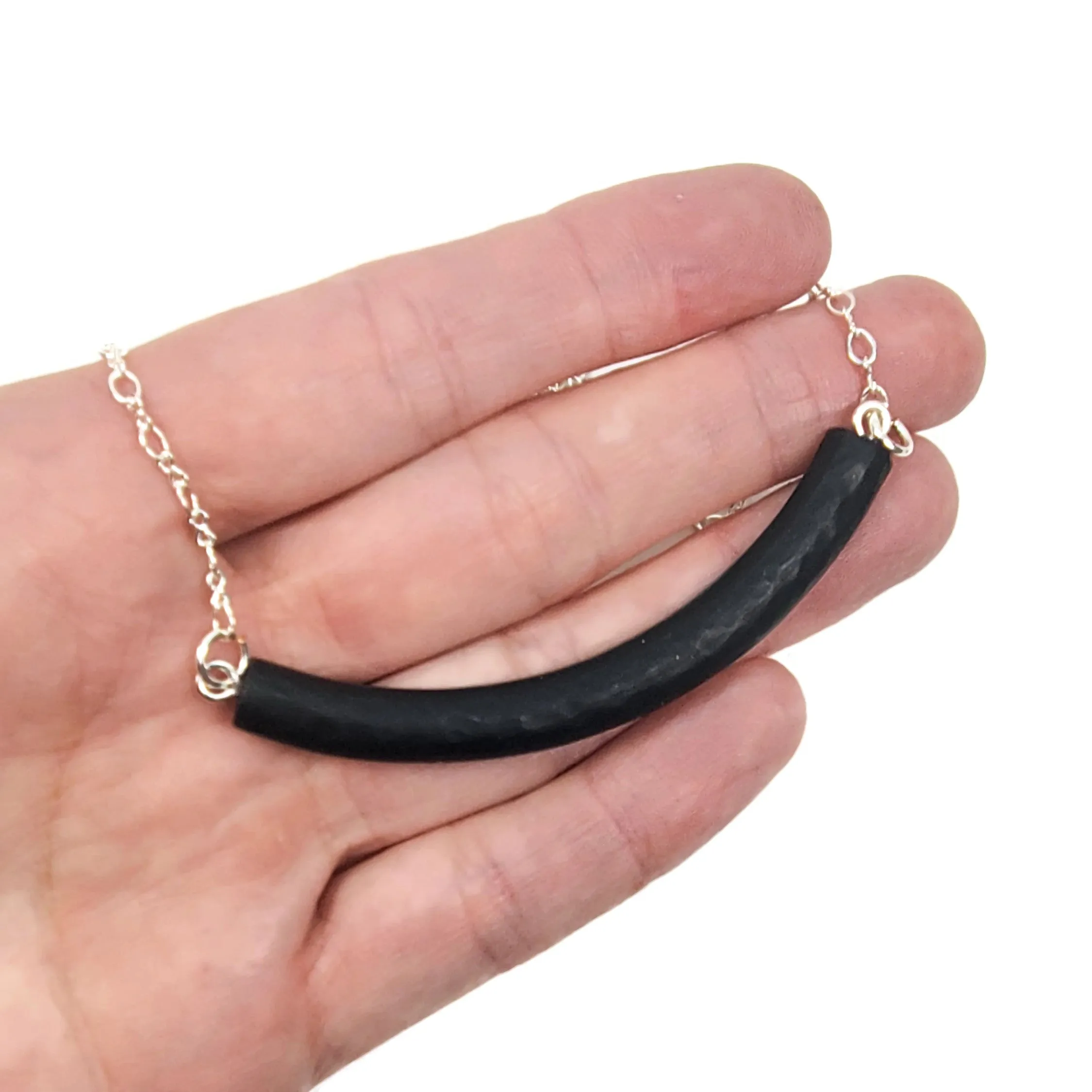 Half Moon Bar Necklace - Matte Black