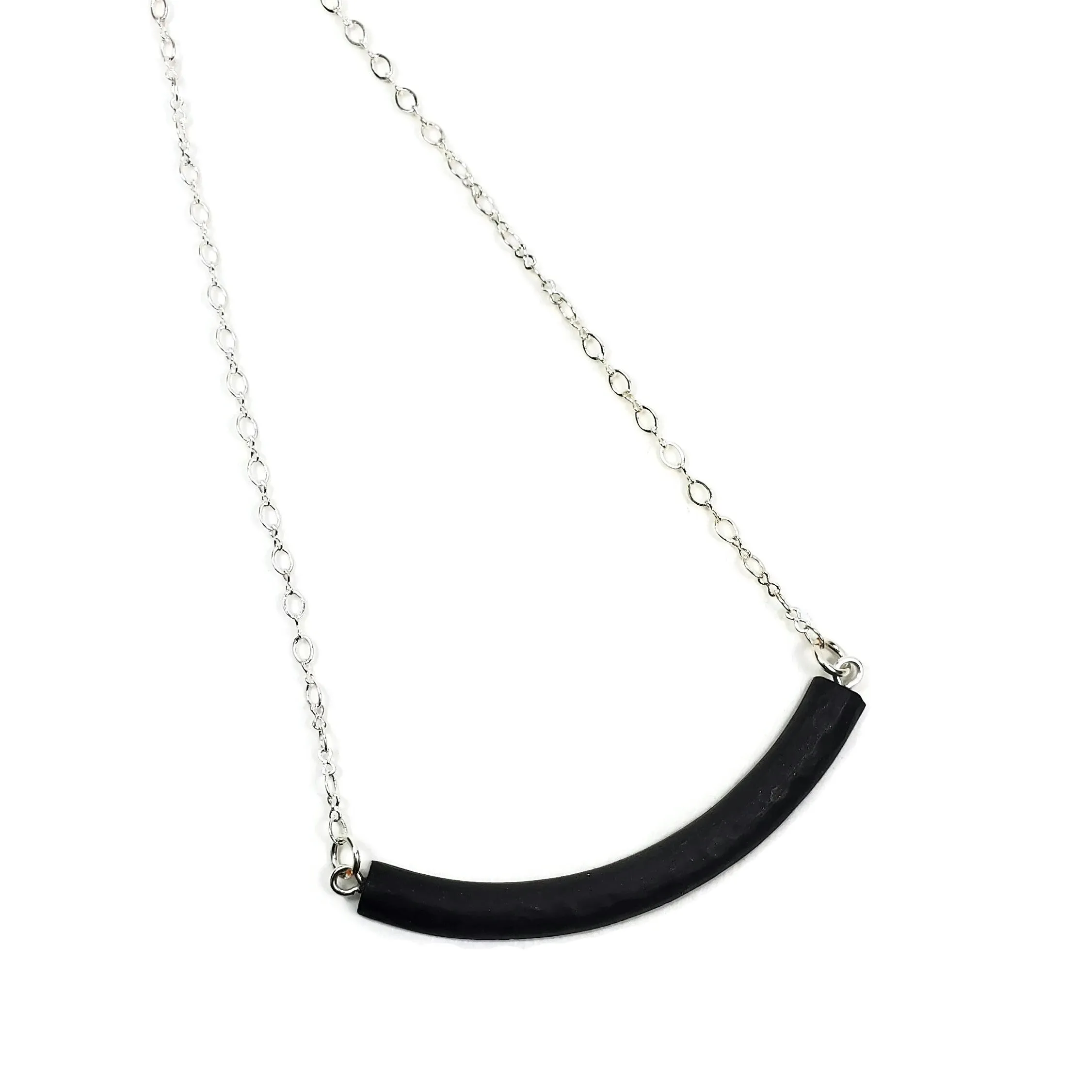 Half Moon Bar Necklace - Matte Black