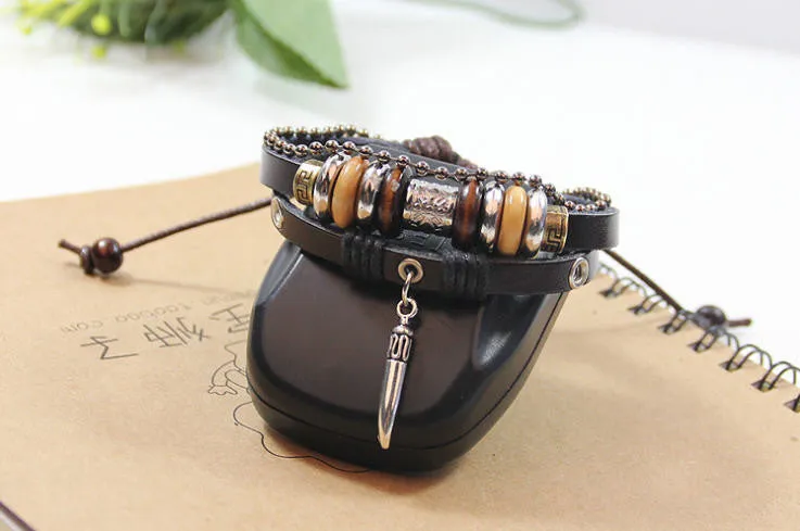 Handmade Genuine Leather Adjustable Bracelet Jewelry Bijouterie Wristband Surf Unisex Men Women gifts