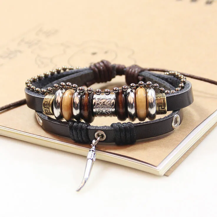 Handmade Genuine Leather Adjustable Bracelet Jewelry Bijouterie Wristband Surf Unisex Men Women gifts