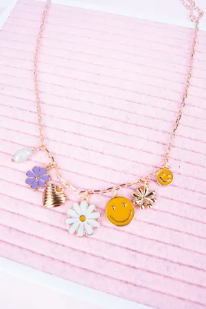 Happy Theme Goldtone Charm Necklace