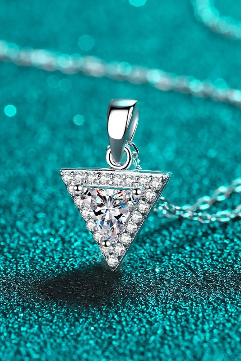 Hazel Blues® | 925 Sterling Silver Triangle Moissanite Pendant Necklace