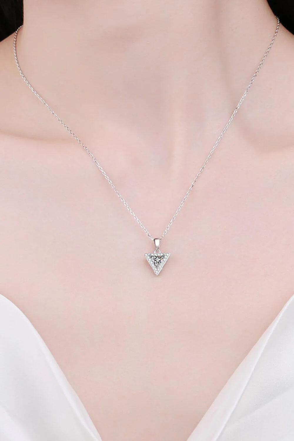 Hazel Blues® | 925 Sterling Silver Triangle Moissanite Pendant Necklace