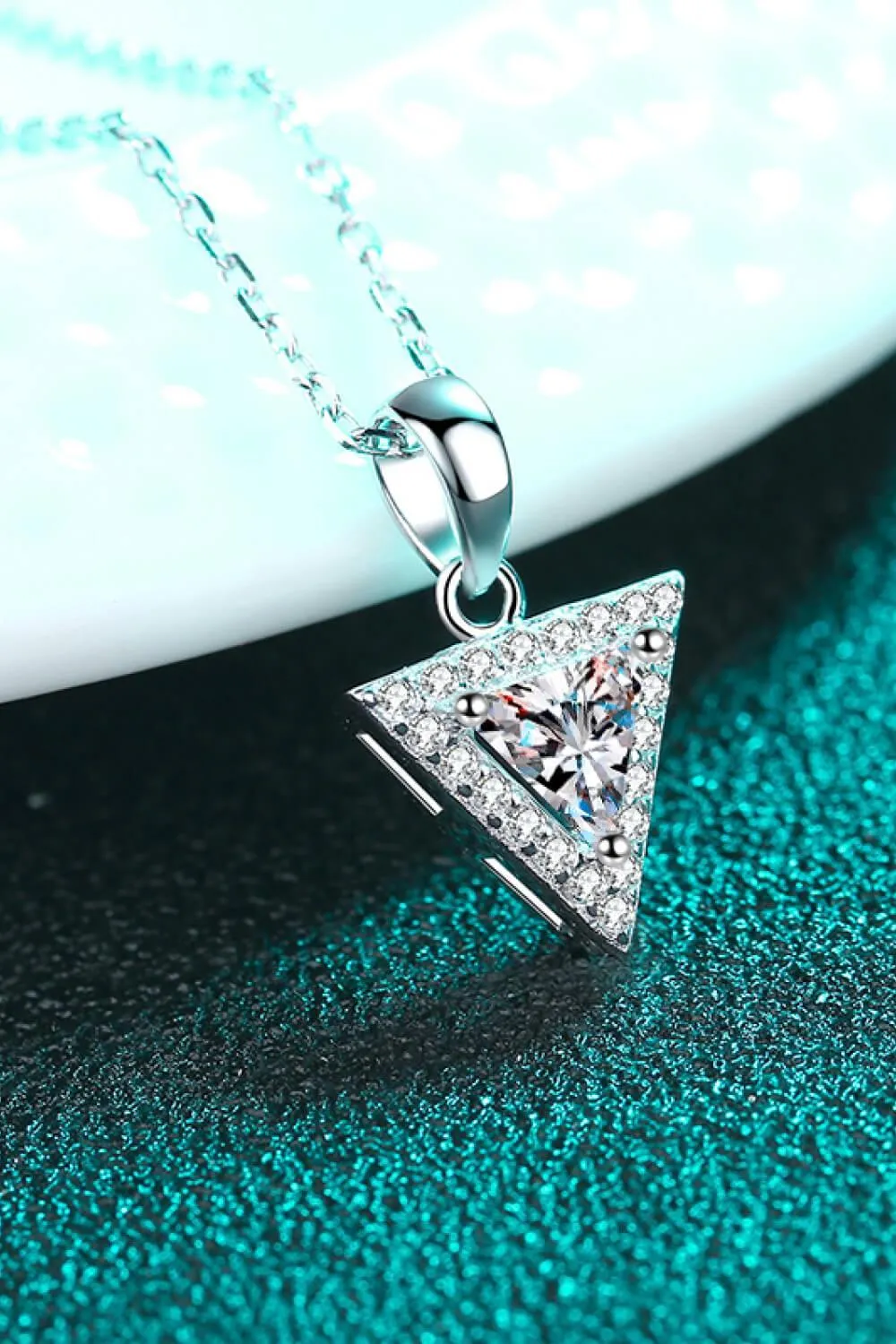 Hazel Blues® | 925 Sterling Silver Triangle Moissanite Pendant Necklace