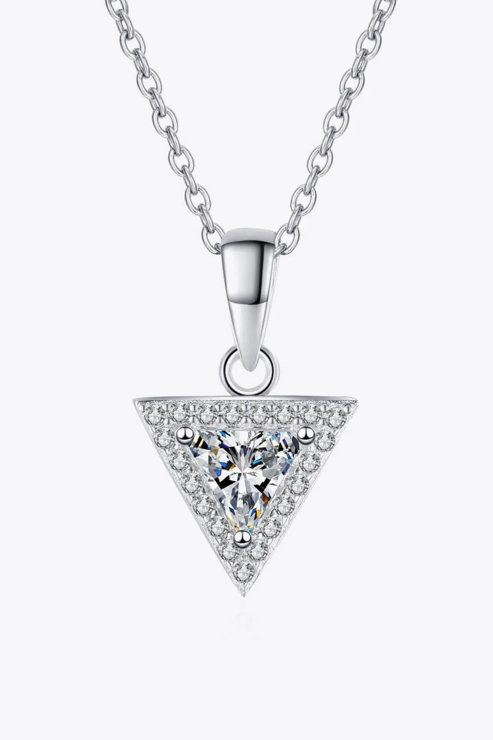 Hazel Blues® | 925 Sterling Silver Triangle Moissanite Pendant Necklace