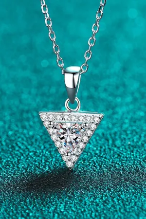 Hazel Blues® | 925 Sterling Silver Triangle Moissanite Pendant Necklace