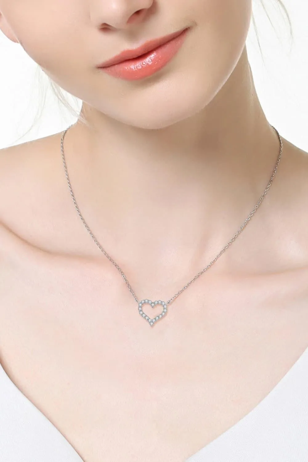 Hazel Blues® | Moissanite Platinum-Plated Heart Necklace