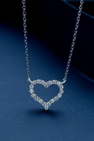 Hazel Blues® | Moissanite Platinum-Plated Heart Necklace
