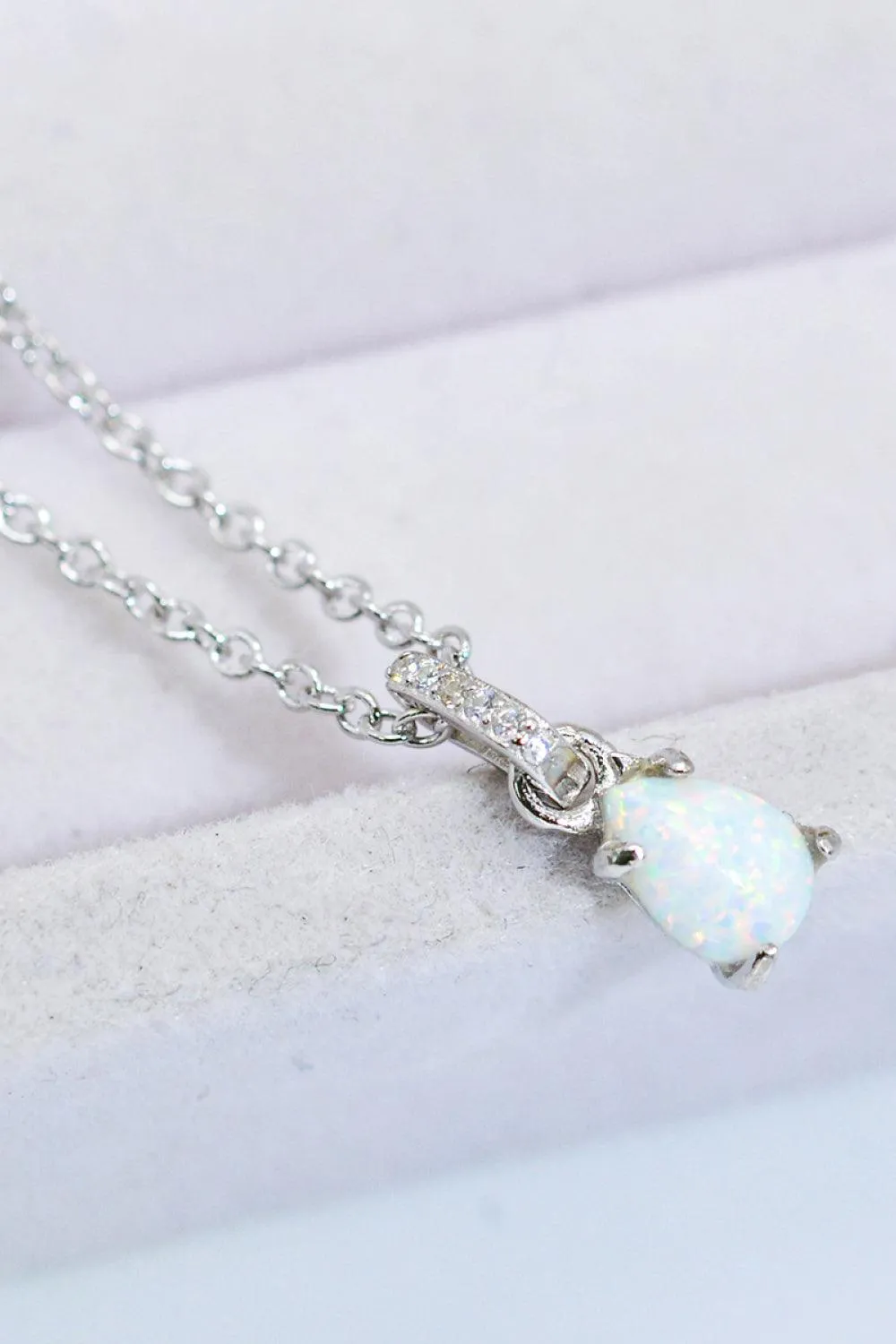 Hazel Blues® | Opal Pendant 925 Sterling Silver Chain-Link Necklace