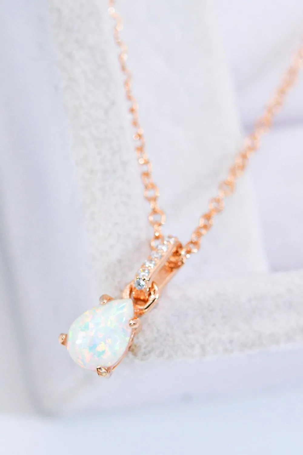 Hazel Blues® | Opal Pendant 925 Sterling Silver Chain-Link Necklace